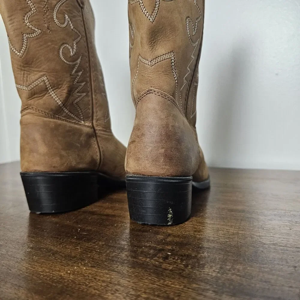Dan Post Women’s Western Cowboy Boots Size 5 Caramel Leather Embroidered